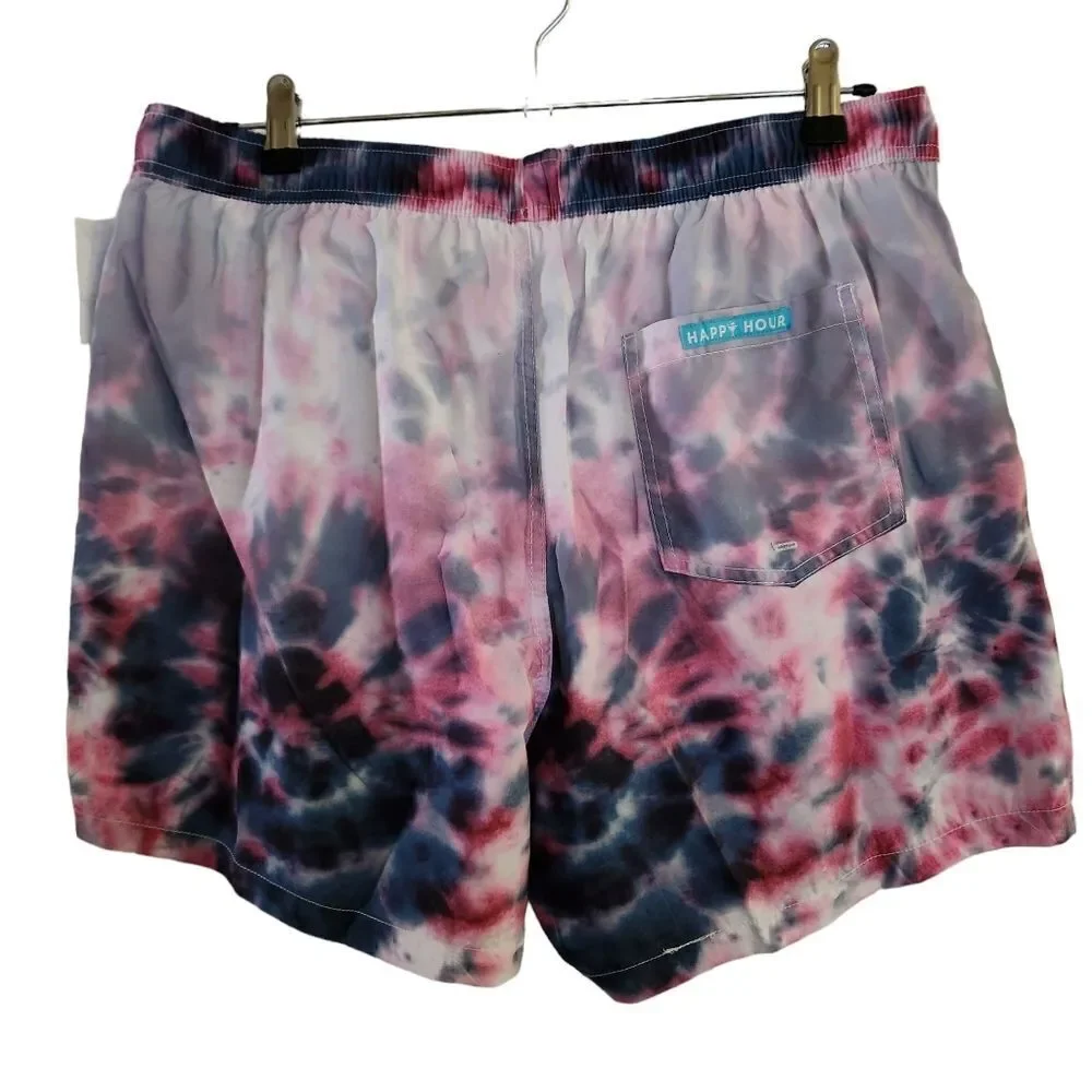 Happy Hour Mens Tie-Dye Beachwear Swim Trunks Size XL